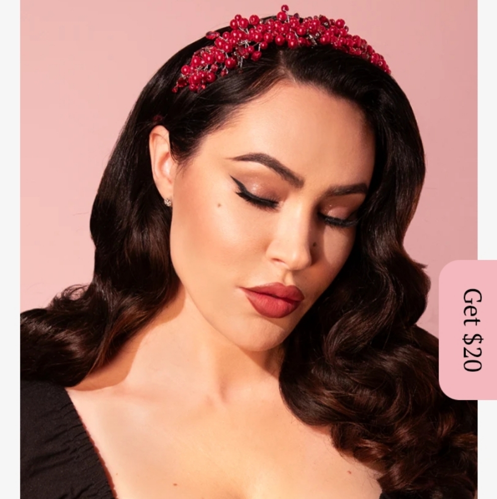 Vixen by Micheline Pitt Crimson Beaded Hairband